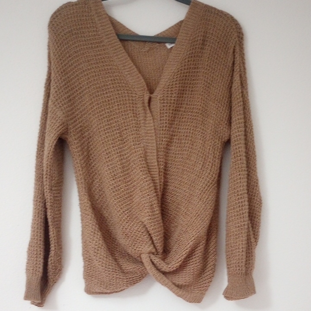 Twist-Front Knitted Sweater